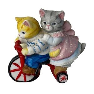Kitty Cucumber Two Cats on a Tricycle Collectable Figurine